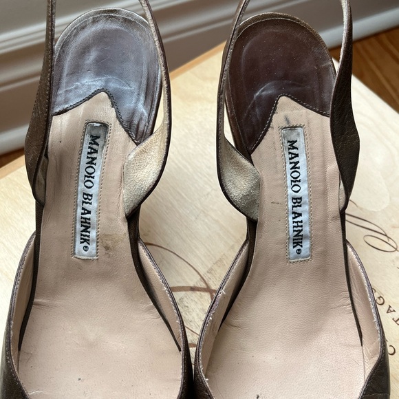 Manolo Blahnik Vintage Brown Slingback Heels - Picture 4 of 8